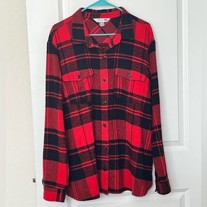 Old Navy Red Buffalo-plaid Flannel Shacket - size XXL